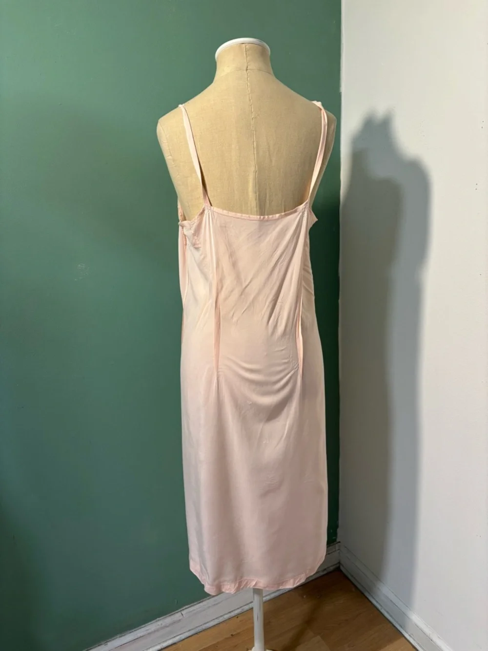 Vintage 1920’s Silk Cotton Blush Lace-Trim Slip - Women's Chemise - Picture 4 of 9